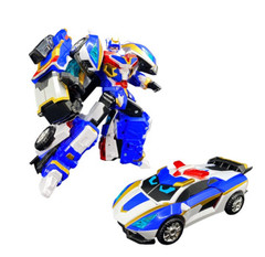 Metal Cardbot S Season 2 Blue Cop Transformer Robot Police Car Figure Toy