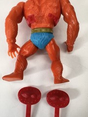 Vintage 1982 MOTU Beast Man Action Figure w/ Weapon, Partial Card Back