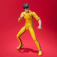 14cm Bruce Lee Articulated Action Figure Yellow Jumpsuit Kung Fu Toy