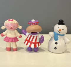 Plastic Mixed Lot Figure Set Lamb/Sheep Girl, Hippo w/ Glasses & Snowman
