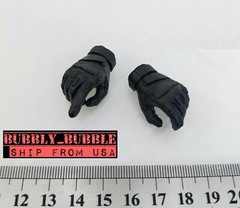 1/6 Black Gloved Hands x 2 For 12″ Hot Toys PHICEN Worldbox Ganghood Male Figure