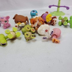 Hasbro Littlest Pet Shop LPS Figure Lot Dog Monkey Rabbit Bird Carrier 12pc