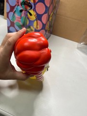 Ron English MC Supersized GLOW Red / Yellow 10″ vinyl figure, 2004 with box