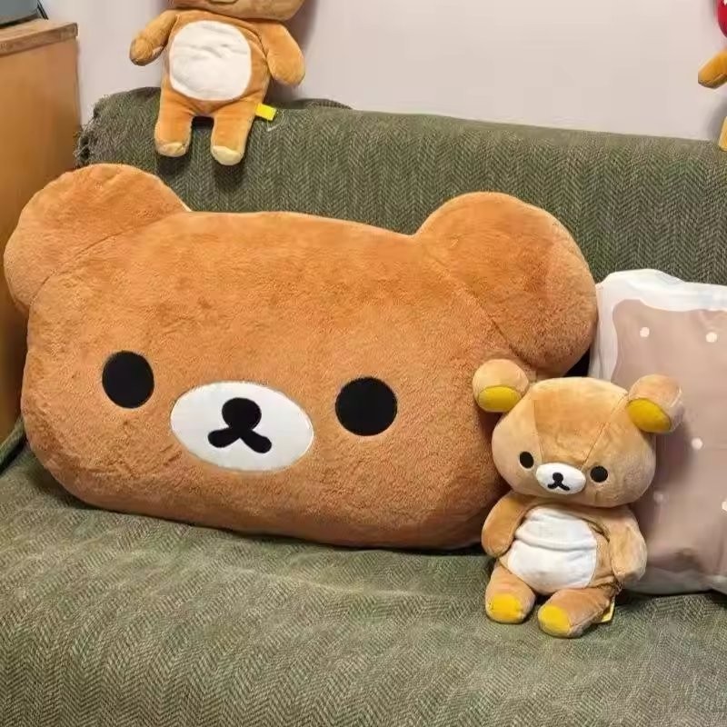 60CM Rilakkuma Soft Fluffy Stuffed Bear Backrest Bedroom Bedside Birthday Girls