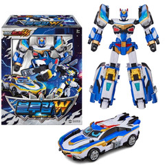 Metal Cardbot W Grand Blue Leon Transforming Robot Toy Blaion Blue Cop W Ignix