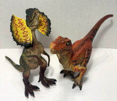 Dinosaur Action Figures Dilophosaurus(8 in) & Velociraptor(7 in) Toys-Lot of 2
