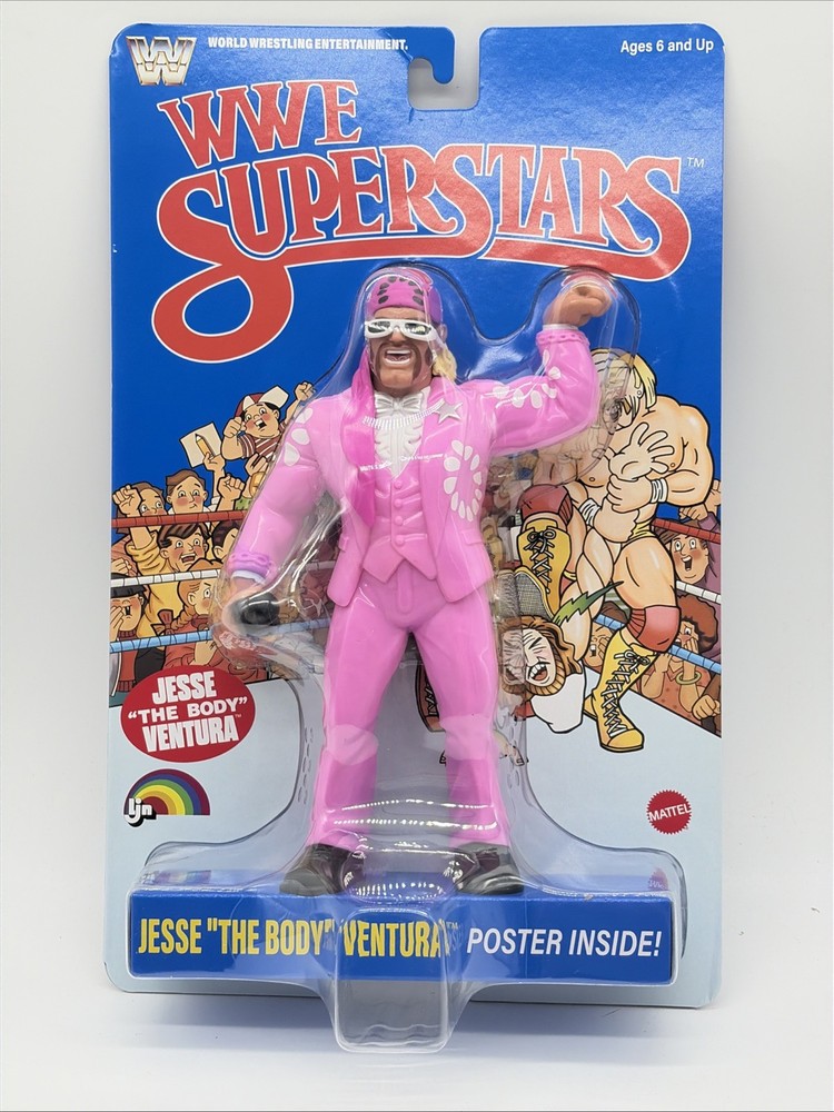 Mattel WWE Superstars Jesse “The Body” Ventura Blue Card Figure + Poster LJN