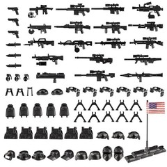 Military Toy Set 83 Piece Guns Pistols Body Armor Hat Belt Accessories for Role