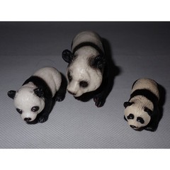 Schleich Kids Panda Bear Family Set of 3 Toy Figures Black White OS Retired