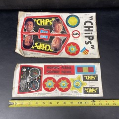 Vintage 1977 Empire Chips TV Show Childs Original Ride On Motorcycle Decal Sheet