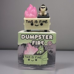 100% Soft SDCC 2023 Glow in the Dark “This Is Fine” Dumpster Fire Vinyl Rare GID