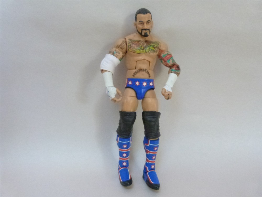 RARE 2012 Mattel WWE Elite Collection Series 20 CM Punk Figure Blue Shorts 7″