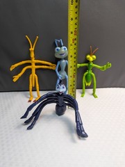 Vintage 1990s Disney Pixar A Bugs Life Set of Four Bendable Figures