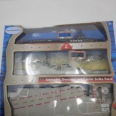 Toy Aircraft Carrier Submarine Battleship Destroyer Combo and 8 Mini Fighter Jet