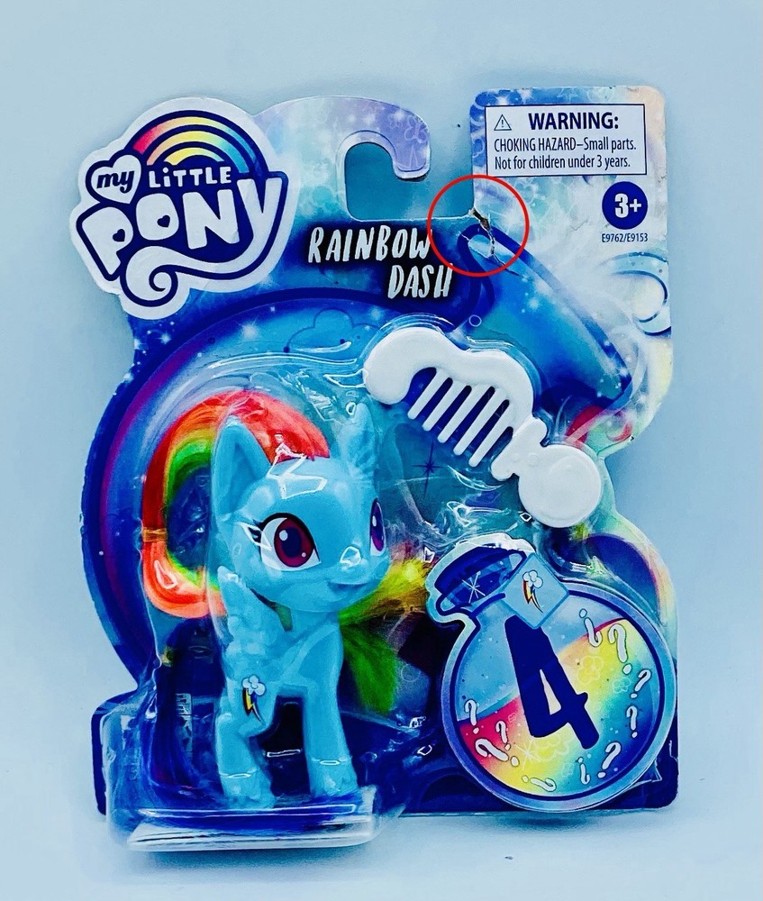My Little Pony Rainbow Dash Potion Comb 4 Surprise Hair Play Accs Damaged Pkg