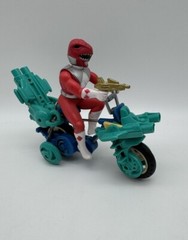Power Rangers Figure Red On Green Bike Wind up and Roll Works United Kingdom