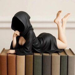 3D Mysterious Statue Gothic Black Robe Queen Action Figure Bookshelf Sculpture