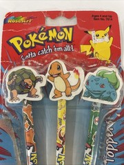 6 Pencils With Eraser Toppers Vintage 1999 Pokémon Gotta Catch ’em All! Rose Art