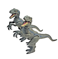 Set Of 2 Jurassic World Velociraptor Gray and Blue Dinosaur Mattel