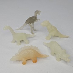 5 Vintage Glow In The Dark Dinosaurs T-Rex Stegosaurus Triceratops Brontosaurus