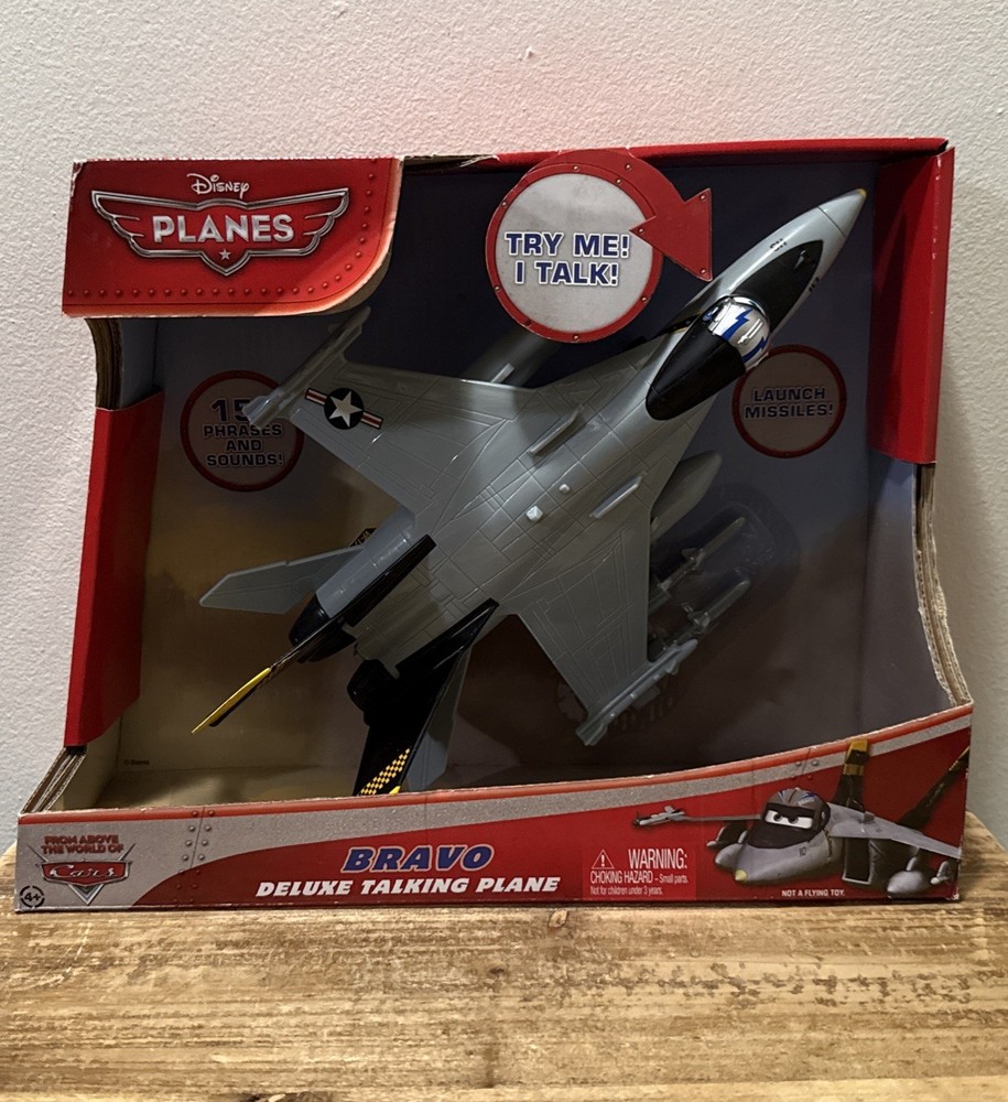 New Disney Pixar Planes Bravo Navy Jet Fighter Deluxe Talking Plane Mattel