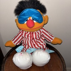 Vtg 90s TYCO Talking Sleepy Time Snoring Ernie Plush Bedtime Sesame Street Works