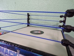 WRESTLING RING smackdown live raw wwe mattel blue ropes wwf spring loaded 2010