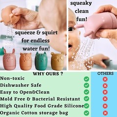 Mold Free Silicone Bath Bathtub Toys, Baby 6-12 Months, Toddlers 1-3, Non Toxic