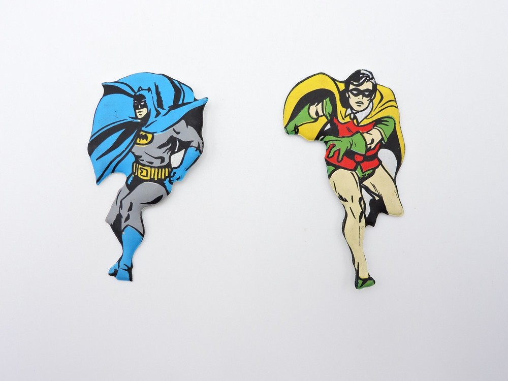 BATMAN and ROBIN Cecemel figure LOT 1983 Plastico Milano Italy vintage DC Senago