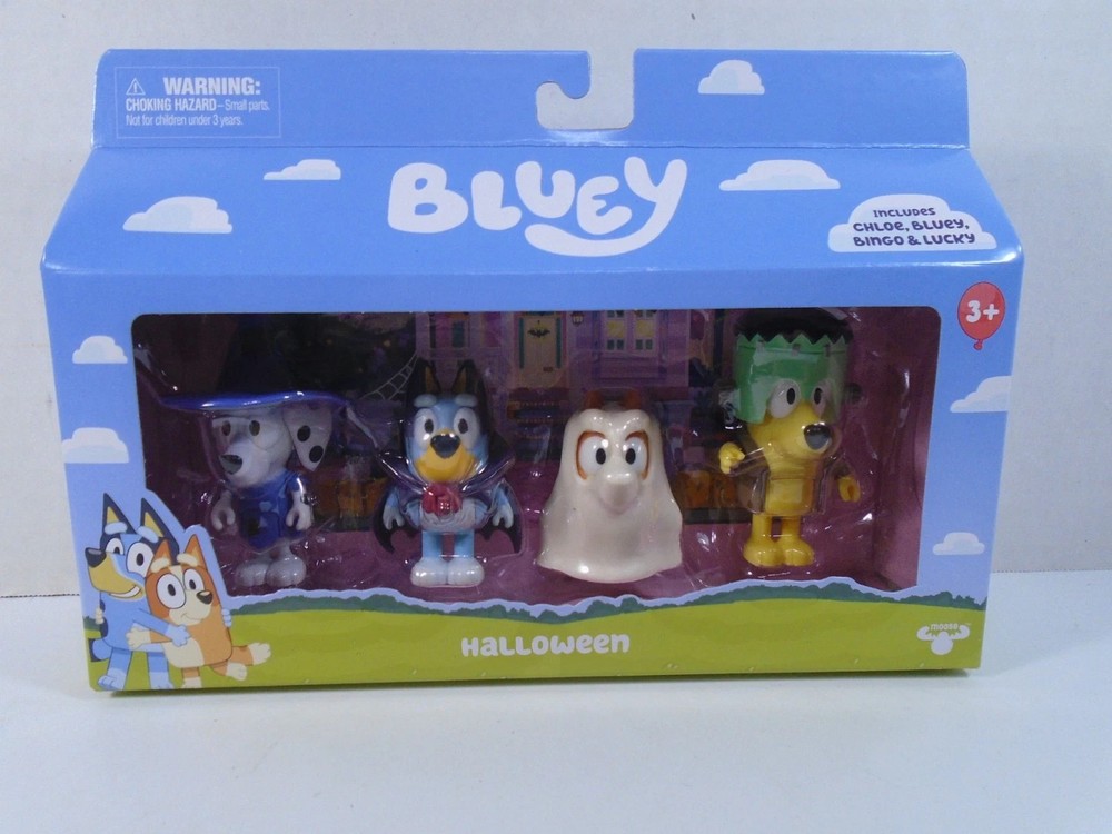 NEW, BLUEY HALLOWEEN 4 Figure Multi Pack SET