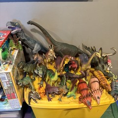 DINOSAUR Toy Figure Lot of 30 Hard Plastic Prehistoric Animals T Rex All Sizes