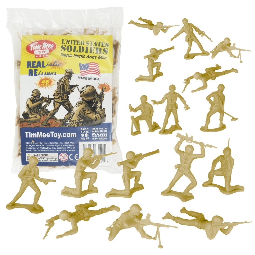 TimMee Plastic Army Men – Tan 48pc Toy Soldier Figures – Made in USA