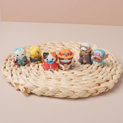 8 Pcs/Set One Piece Neko Cats Luffy Sabo Ace Law Chopper Cute PVC Figure Toy