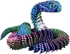 24″ 3D Printed Animals Snake Viper Snake Flexible Snake Fidget Toys Desk Decor