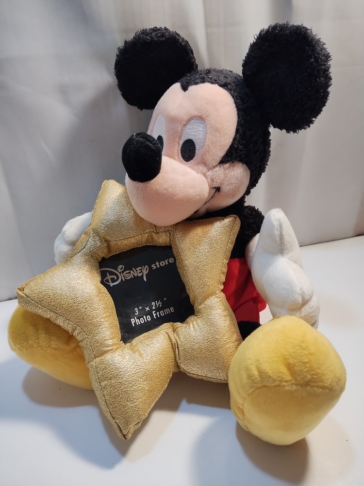 Disney Store Mickey Mouse Plush Holding Gold Star Photo Frame Picture Memories