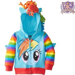 Girls Rainbow Dash Blue Zip Jacket Cotton Polyester Whimsical Design
