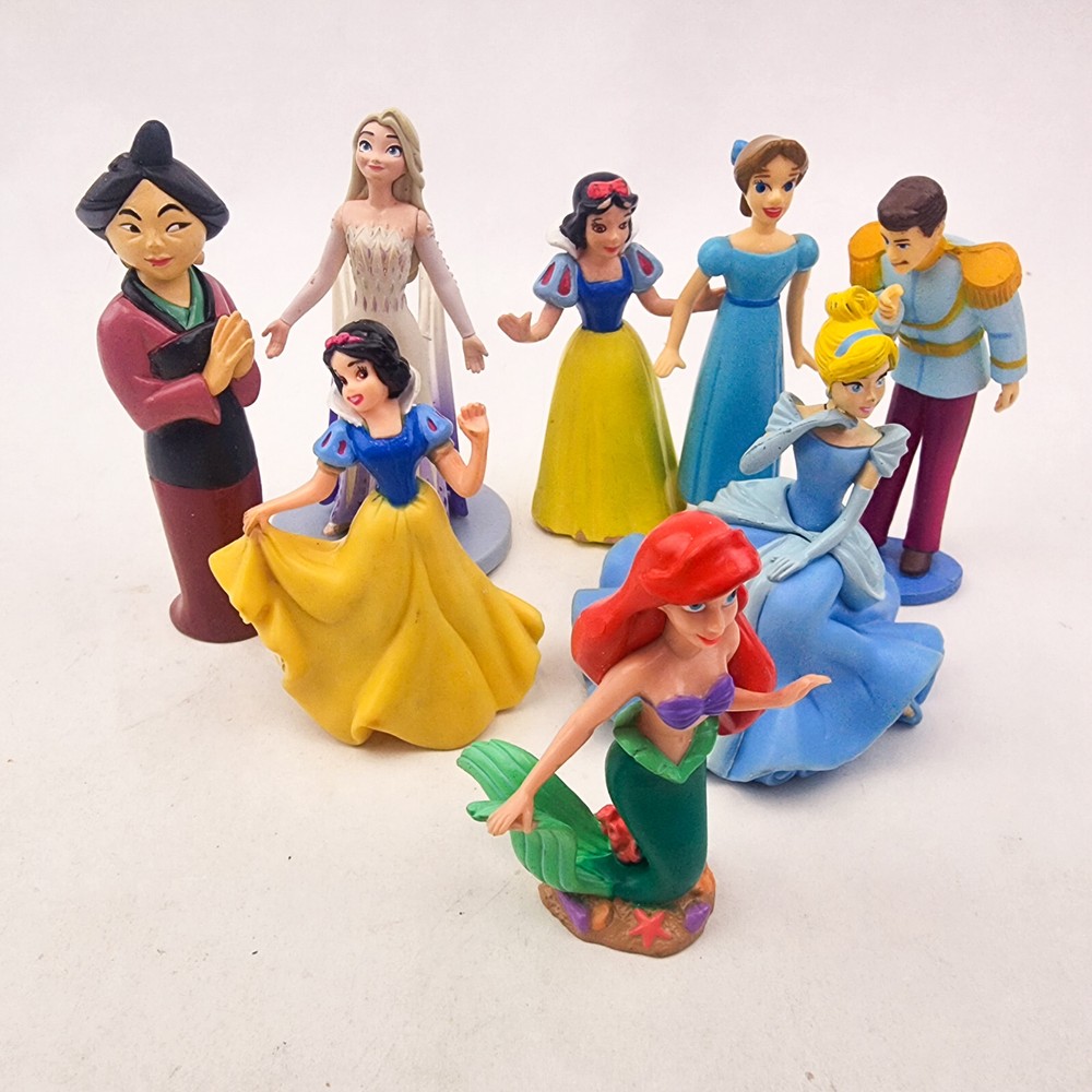 Disney princess Prince Figures Lot Of 8 Pvc Plastic Cake Toppers Wendy Mulan