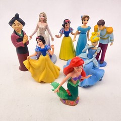 Disney princess Prince Figures Lot Of 8 Pvc Plastic Cake Toppers Wendy Mulan
