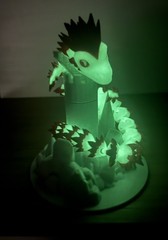 3D Printed Articulated Dragon 24in Glow In The Dark Yellow / White Dual Color