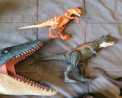 Big Jurassic World Toy Dino Lot Indominus T- Rex Mosasaurus Raptors Triceratops