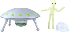 Alien Glow-In-The-Dark UFO Space Ship and Bendable Action Figure Toy