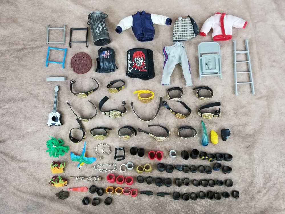 Lot WCW WWE WWF Aew Raw Smackdown Wrestling Action Figure Accessories Title Belt