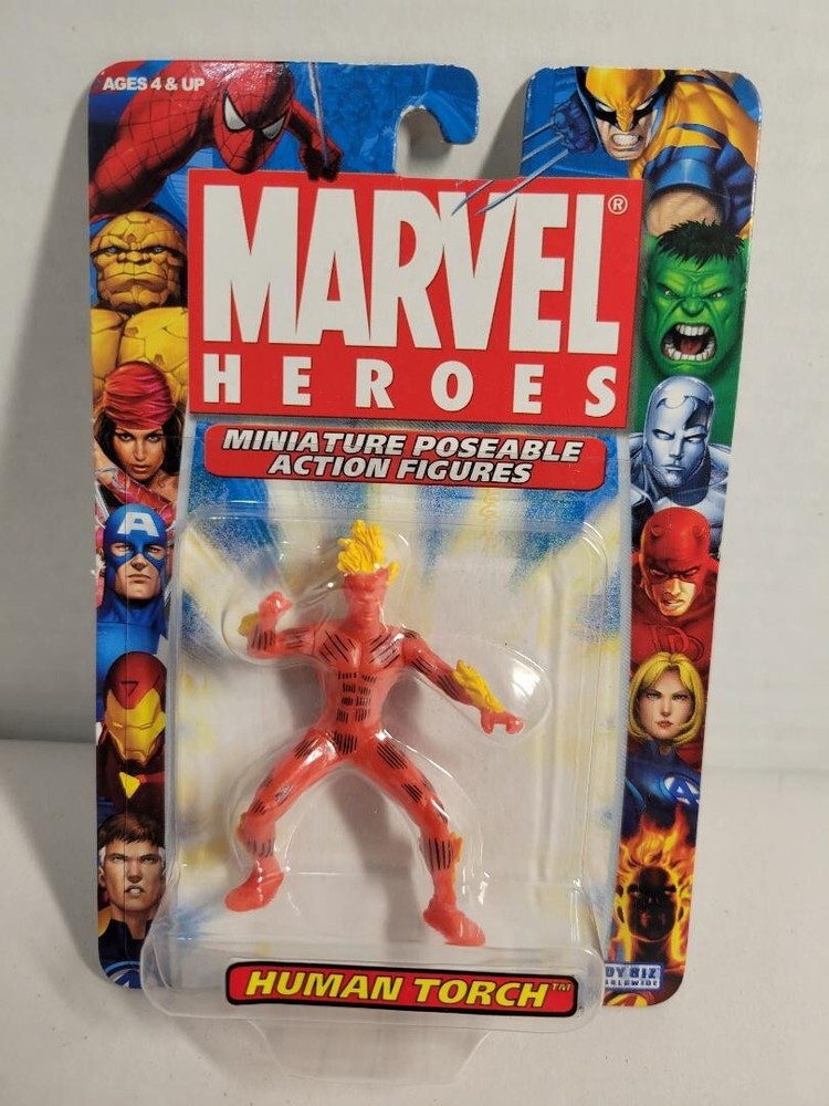 ToyBiz Marvel Heroes Miniature Poseable Action Figures Human Torch 2005