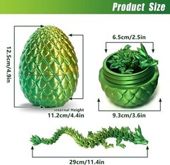 Easter Gift 3D Printed Dragon w/Egg Crystal Dragon Fidget Toys Full Articulated