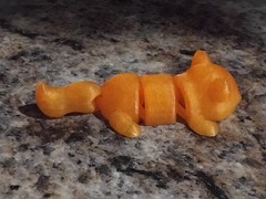 Articulated 3D Printed Cat Fidget Toy Orange Crystal PLA Flexible Desk Pet Gift