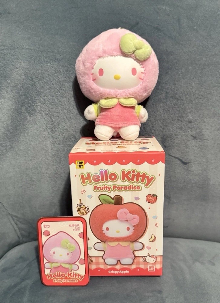 Top Toy Hello Kitty Fruity Paradise Opened Plush Pendant – Soft Peach