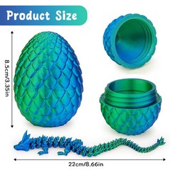 3D Printed Dragon Egg Crystal Full Articulated Dragon Fidget Toys Dragon in Egg
