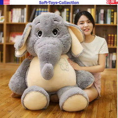 Giant Elephant Plush Toy Soft Stuffed Animal Kids Gift Gray