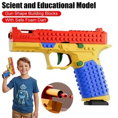 Building Block Pistol Shell Ejecting Continuous Firing Soft Bullet Toy Gun Gift