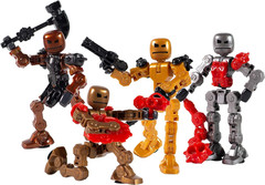 Klikbot, Complete Set of 4 Poseable Action Figures with Weapons, Translucent, Cr
